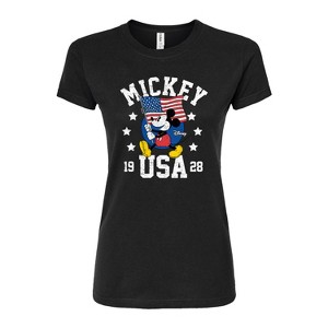 Women's - Disney - Mickey Waving Flag USA Fitted Graphic T-Shirt - 1 of 3