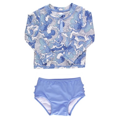 Rufflebutts Girls Long Sleeve Zipper Rash Guard 2-piece : Target