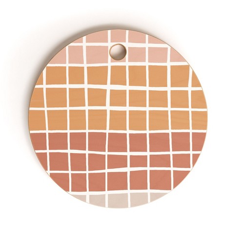 Menina Lisboa Terracotta Color Block Stripes Cutting Board - Round - image 1 of 3