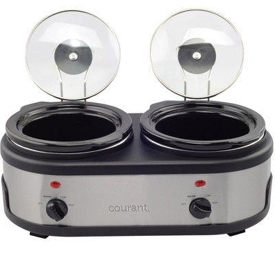 Courant 3.2-Quart Brushed Stainless Steel Double Slow Cooker