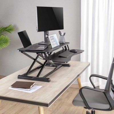 Black Adjustable Standing Desk Converter with Keyboard Tray