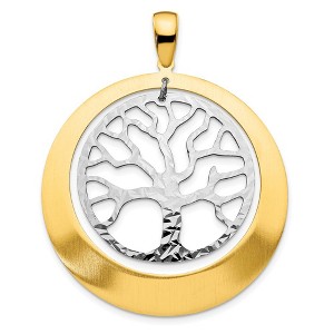 Black Bow Jewelry Sterling Silver and Gold Tone Textured Tree Circle Pendant, 38 x 48mm - 1 of 4