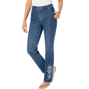 Woman Within Plus Size Tall Straight-Leg Stretch Denim Jean - 1 of 4