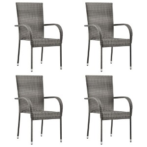 vidaXL Patio Dining Set Dining Table and Chairs Furniture Set Poly Rattan - Gray 4 Items - 1 of 4