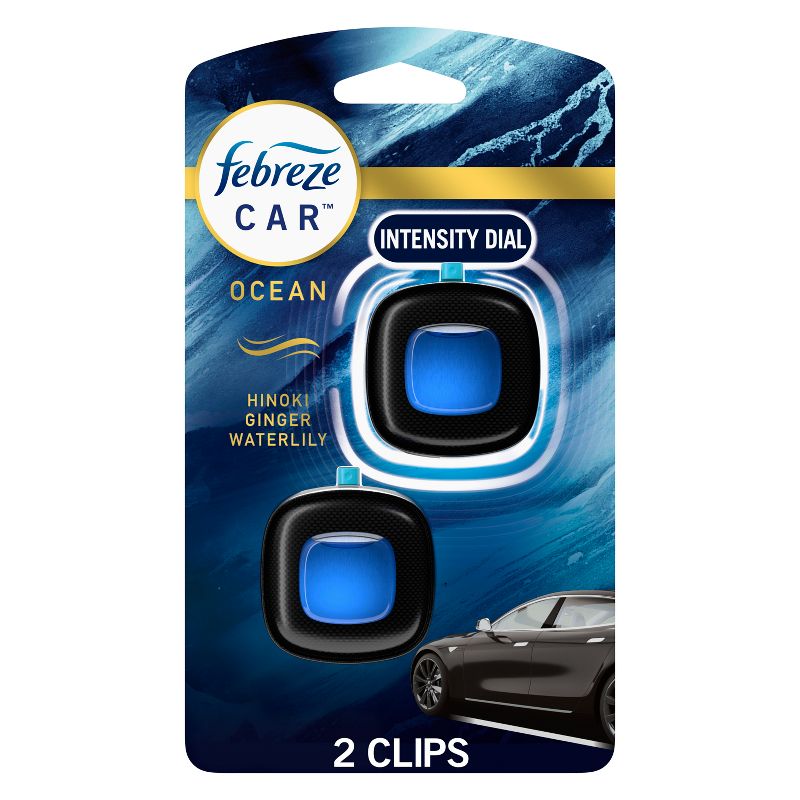 Febreze Car Air Freshener Vent Clip - Ocean Scent - 0.14 fl oz/2pk, 1 of 11