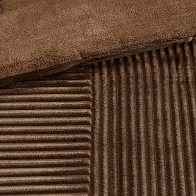 Madison Park Micro Cord Texture Ribbed Plush Comforter Set, Bartack Quilting Luxury Design Bedding Set for Contemporary Decor Style, Brown, King/Cal King — фото 3