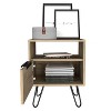 Vynxaria Light Oak Nightstand with Open Shelf & Cabinet - 2 of 4