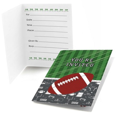 Big Dot of Happiness End Zone - Football - Fill In Baby Shower or Birthday Party Invitations (8 count)