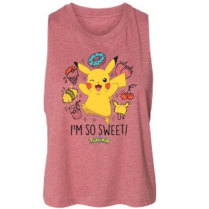 Women's Pokémon I'm So Sweet Graphic Racerback Tank - Heather Mauve - Small - 1 of 3