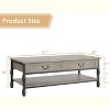 41" Coffee Table with 2 Storage Drawers, Rustic Coffee Tables w/Storage Shelf and Metal Legs,Wood Large Rectangular Coffee Table - 3 of 4