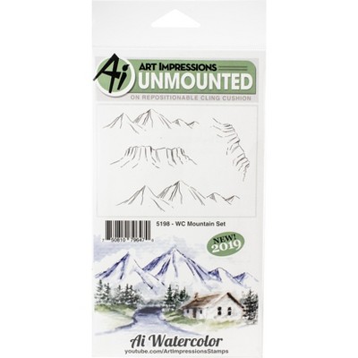 Art Impressions Watercolor Cling Rubber Stamps-WC Mountain