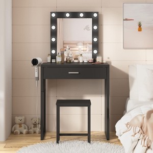 Makeup Vanity Desk with Mirror and Lights, Small Vanity for Girls' Bedroom - 1 of 4