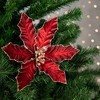 Northlight 8" Glittered Burgundy Velvet Poinsettia Floral Christmas Pick Spray - 2 of 4