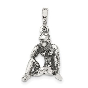 Black Bow Jewelry Sterling Silver Virgo the Virgin Zodiac 3D Antiqued Pendant - 1 of 4