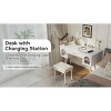 Resenkos Elegant Vanity Makeup Table & Chair Set, Modern Dressing Table with Organizer, Writing Desk, Charging Port, - 4 of 4