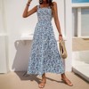Coolmee Womens Summer Midi Dress Square Neck Sleeveless Floral A-line Casual Sundress Travel Vacation - 2 of 4