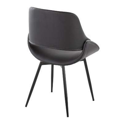 Set of 2 Black Faux Leather Dining Chairs with Metal Legs