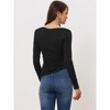 Allegra K Women's Drawstring Ruched Round Neck Long Sleeve Irregular Hem Basic T-shirt - 4 of 4
