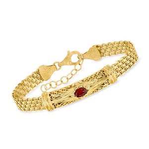 Ross-Simons 0.70 Carat Garnet Filigree Bracelet in 18kt Gold Over Sterling Size 7 - 1 of 4