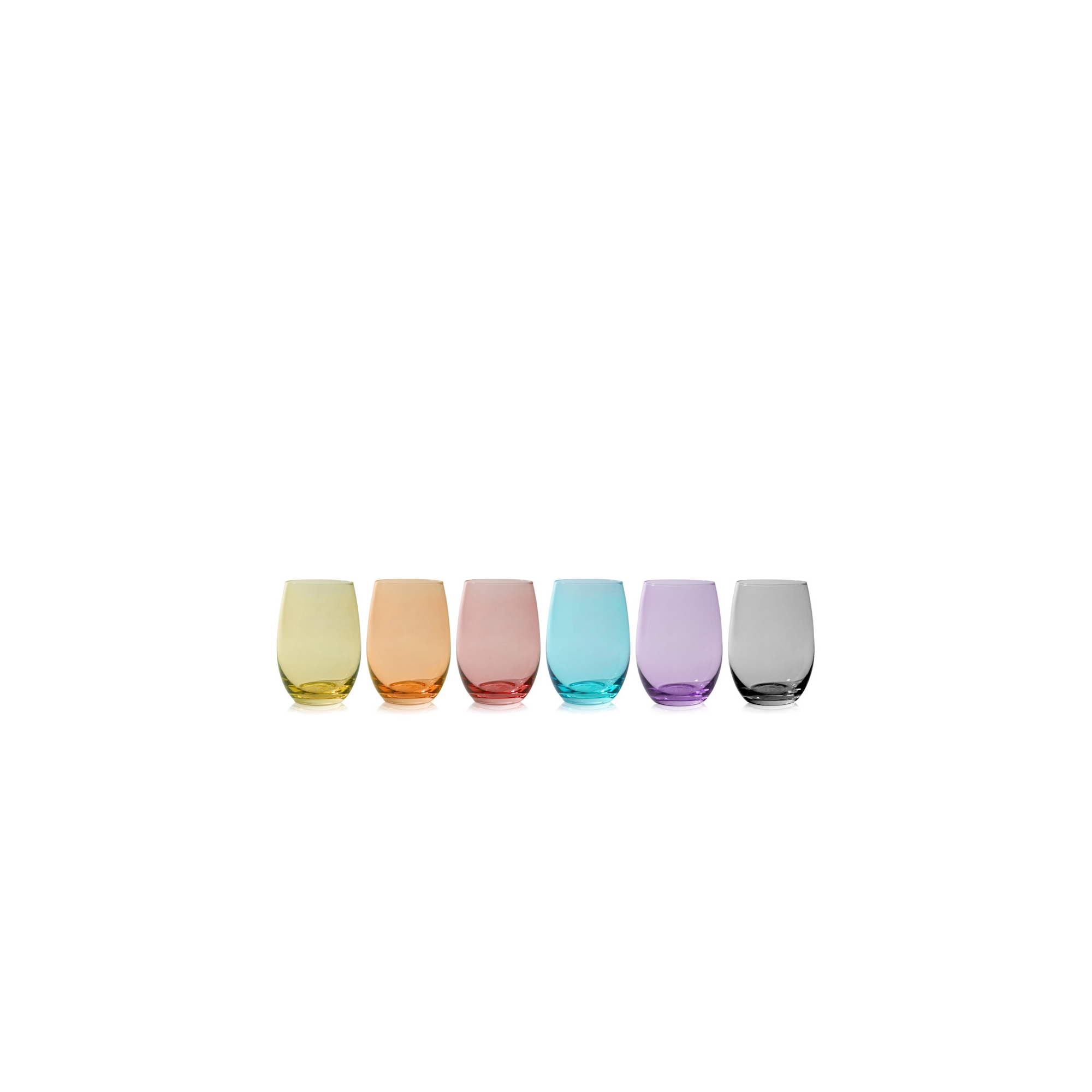 True Vino Decorative Drinking Glasses Wine Tumblers, Wine Glasses Colorful, Stemless Wine Glasses Set of 6, 18.5oz Multicolor