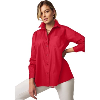 Jessica London Wrinkle-Free Stretch Cotton Oversized Shirt