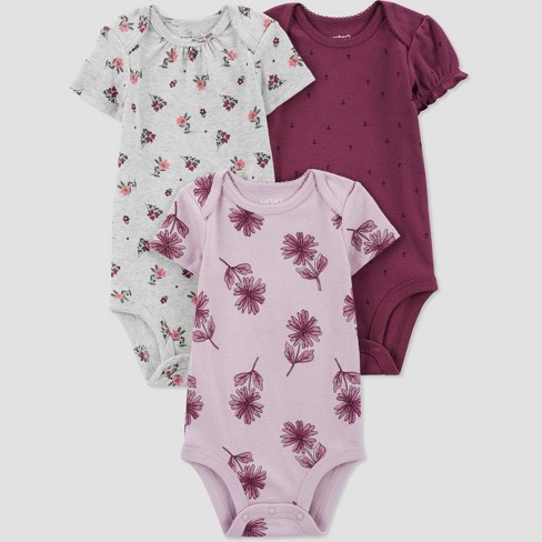 Carter's Just One You® Baby Girls' 3pk Short Sleeve Bodysuit - Purple/Gray  Newborn
