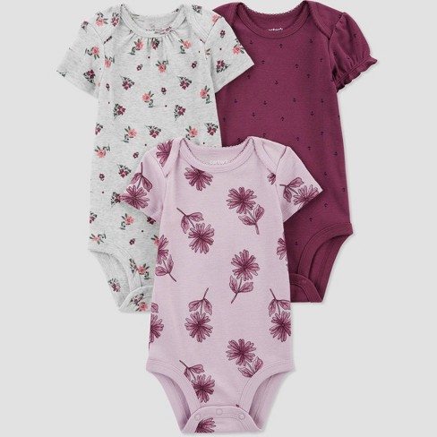 Carter's Child of Mine Baby Girl Bodysuit, 3-Pack, Sizes Preemie-18M