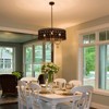 PAKOKULA 4-Light Black Drum Hollow Crystal Chandelier Light for Kitchen Island with No Bulbs Included - 3 of 4