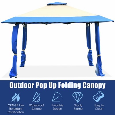 Blue and Beige 13' x 13' Pop-Up Canopy Tent with Steel Frame