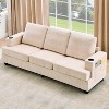 89-Inch Modern 3-Seater Sofa Couch with Cup Holders and Side Storage Pockets, Comfy Couches with Deep Seat for Living Room Apartment Lounge - 4 of 4