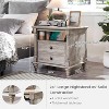 24" Farmhouse Nightstand wtih Charging Station, Square End Table Side Table with 4 Solid Wood Feet &  2 Drawers for Living Room, Bedroom - 4 of 4