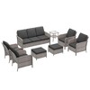 Sonkuki 9 Pieces Patio Sofa with Ottomans Set, All-Weather PE Rattan Wicker, Patio Conversation Couch with Cushion - 2 of 4