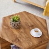 KIGFTSOD Hexagonal MDF Coffee Table, Wood Grain Pattern Stickers, Storage Shelves for Living Room, Bedroom, Office - 4 of 4