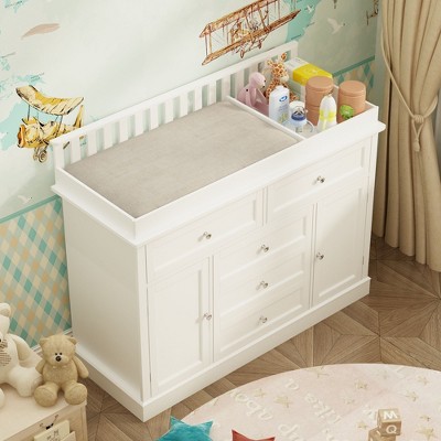 FUFU&GAGA Modern Practical Changing Table Baby Top Upholstered Dressing Table with Edge Protection Baby Dresser