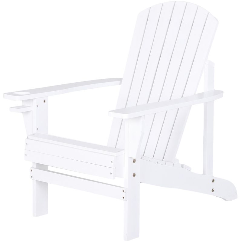 Outsunny Wooden Adirondack Chair Outdoor Classic Lounge Chair with Ergonomic Design & a Built-In Cup Holder for Patio Deck Backyard Fire Pit, 1 of 12