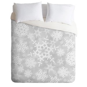 King Lisa Argyropoulos Snow Flurries in Gray Duvet Cover Set Gray - Deny Designs