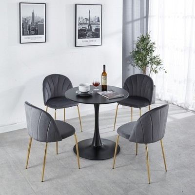MAYEERTY 31.5"Black Tulip Table Mid-century Pedestal Leisure Coffee Table