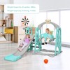 Costway 4-in-1 Toddler Climber and Swing Set w/ Basketball Hoop & Ball Pink\Green - 3 of 4