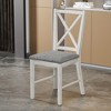 VECELO Rustic Wooden Dining Chairs Set of 2/4/6, Rubber Wood Kitchen Chairs with Padded Seat & Elegant Hollowed Backrest, Gray - 2 of 4