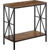 HomeStock Belmont Chairside End Table with Charging Station and Shelf, Two USB Ports, Crisscross Frame Accent Side Table for Living Room Use - 2 of 4