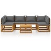 vidaXL Garden Lounge Set Natural wood, Dark grey cushions - 3 of 4
