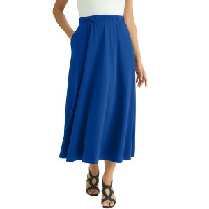 Jessica London Women's Plus Size Soft Ease Midi Skirt - 1 of 4