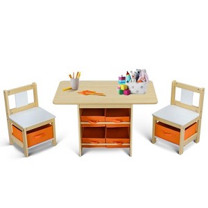 Karl Home Wooden Kids Table & Chair Set With 6 Storage Bags in White - 1 of 4