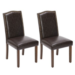 JIONJOY Brown Faux Leather Upholstered Dining Chair - 1 of 4