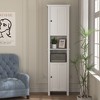 Munora - 66.93" Tall Bathroom Floor Storage Cabinet - 2 Doors, 6 Shelves (Adjustable) - Slim Freestanding for Living Room/Laundry - White - 4 of 4