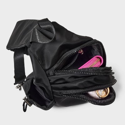 Wild Fable Flap Sling Crossbody Bag - Wild Fable™ Black: Adjustable Strap, Lightweight, Woven Material — фото 4