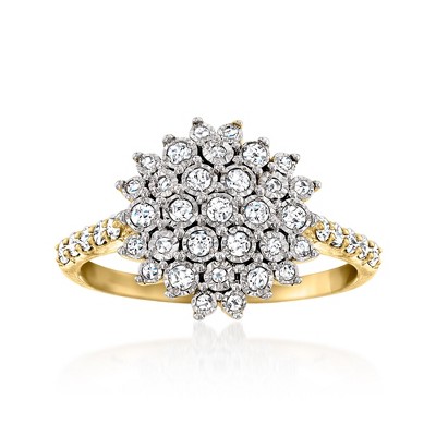 Ross-Simons 0.50 ct. t.w. Diamond Cluster Ring in 14kt Yellow Gold Size 7
