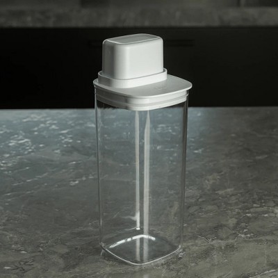 OU Airtight Food Storage Container, 6 cup Clear Plastic Food Storage Container with Measuring Cup Lid for Dry Goods, Space Saving Kitchen Organizer — фото 3