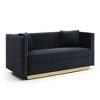 Contemporary Velvet Loveseat, Vertical Channel Tufted 2-Seater Sofa for Living Room and Apartment, Includes 2 Pillows - 3 of 4