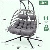 Brafabhome 2 Person Hanging Egg Chair with Stand, Rattan Wicker Double Egg Swing Chairs Hammock Chair with Fluffy Cushion for Indoor Outdoor Backyard - 2 of 4